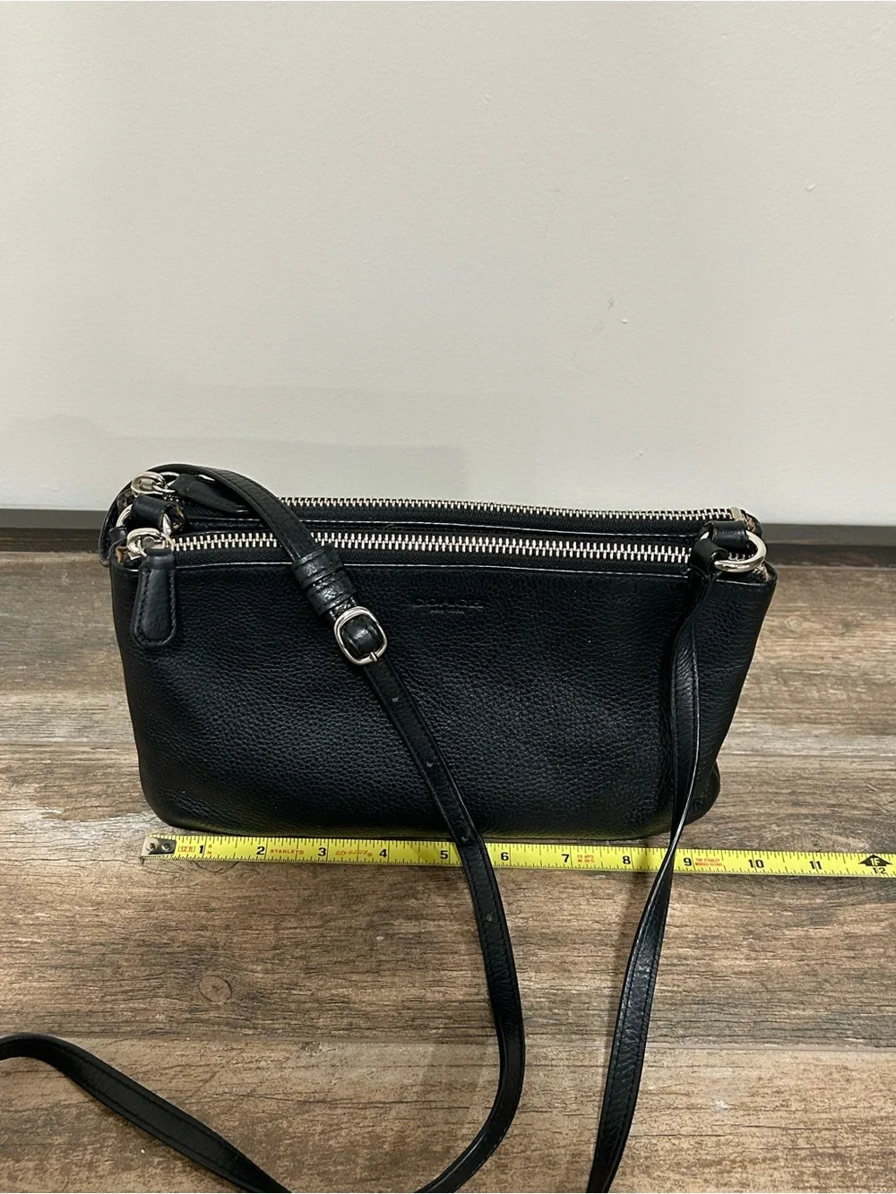 Coach F51682 Lyla Park Black pebble Leather Double Zip Crossbody Purse - Picture 2 of 14